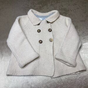Baby Boden Cream sweater with buttons. EUC! Size 12-18Months.